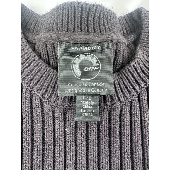 Bombardier Mens L Ski Doo Ribbed Heavy Knit Sweater Crew Neck Pullover Greytr vr - Picture 3 of 8